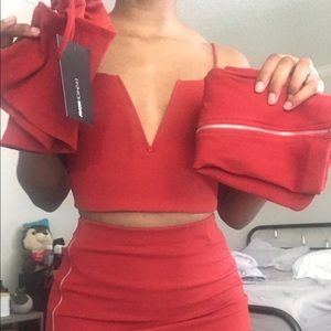 Fashion Nova red mini piece set